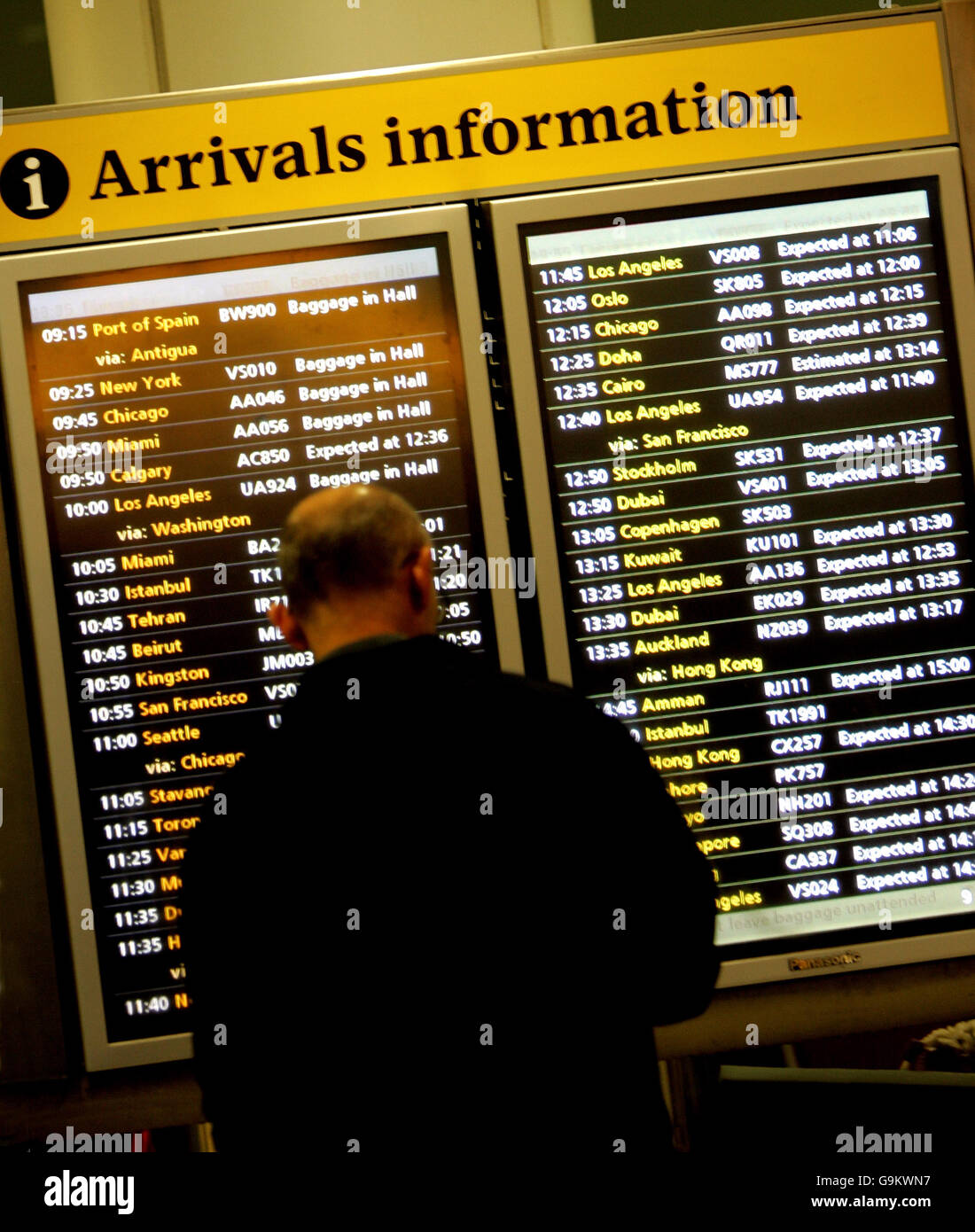 Stock generico Heathrow. Indicazioni per l'aeroporto Heathrow di Londra. Foto Stock