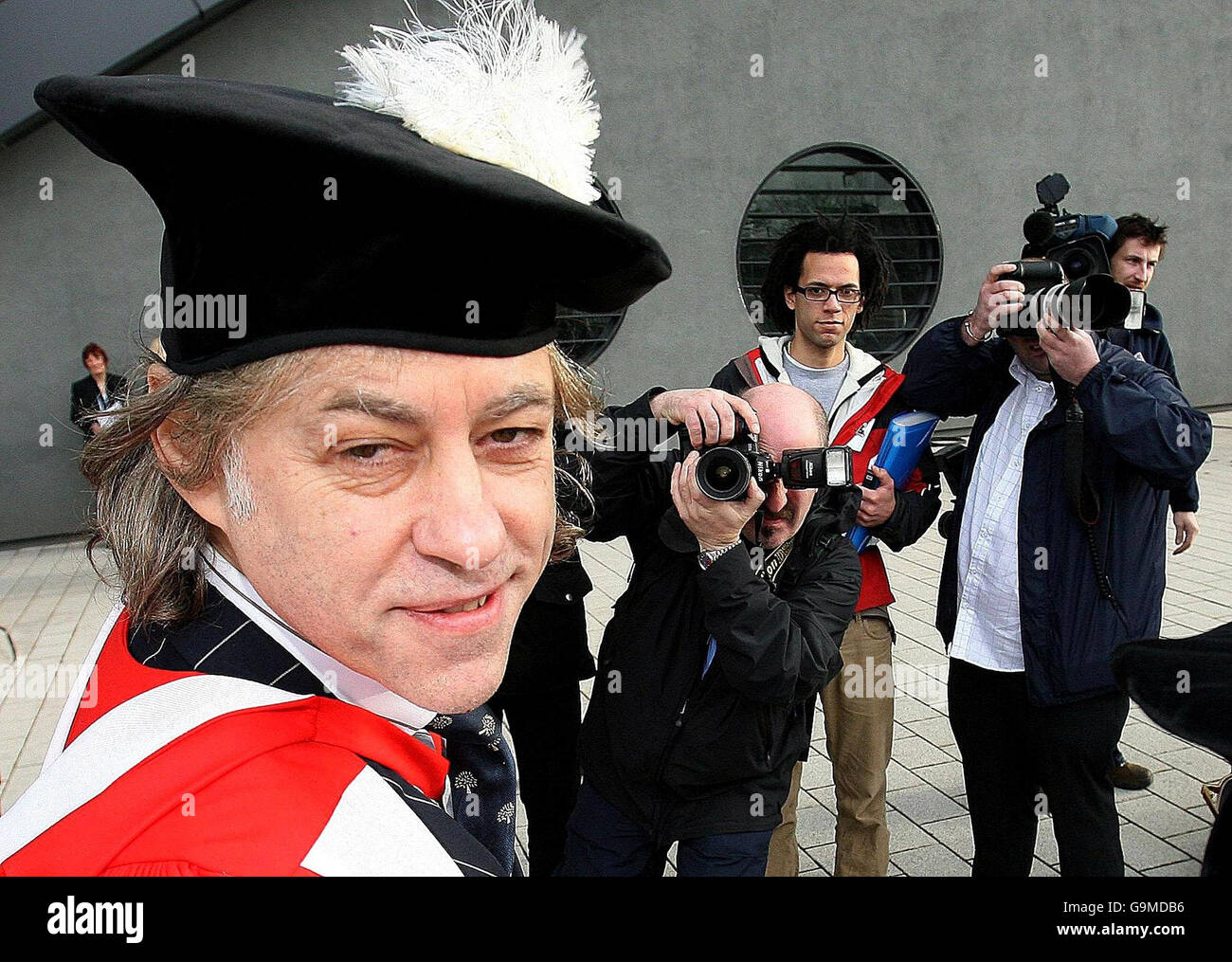 Bob Geldof ha conseguito una laurea honoris all'Università di Newcastle. Foto Stock