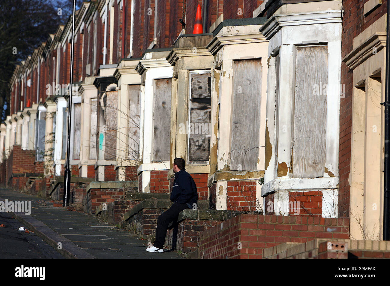 Immagini di decadimento urbano. Alloggio in alto a Elswick, vicino a Newcastle upon Tyne. Foto Stock