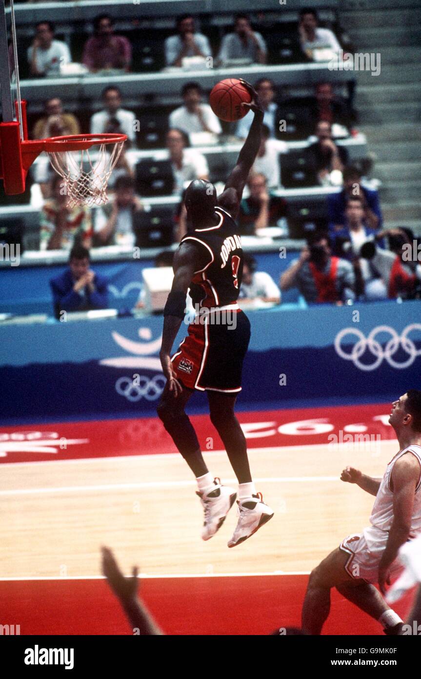 Basket - Giochi Olimpici Barcellona '92. Michael Jordan degli Stati Uniti Foto Stock