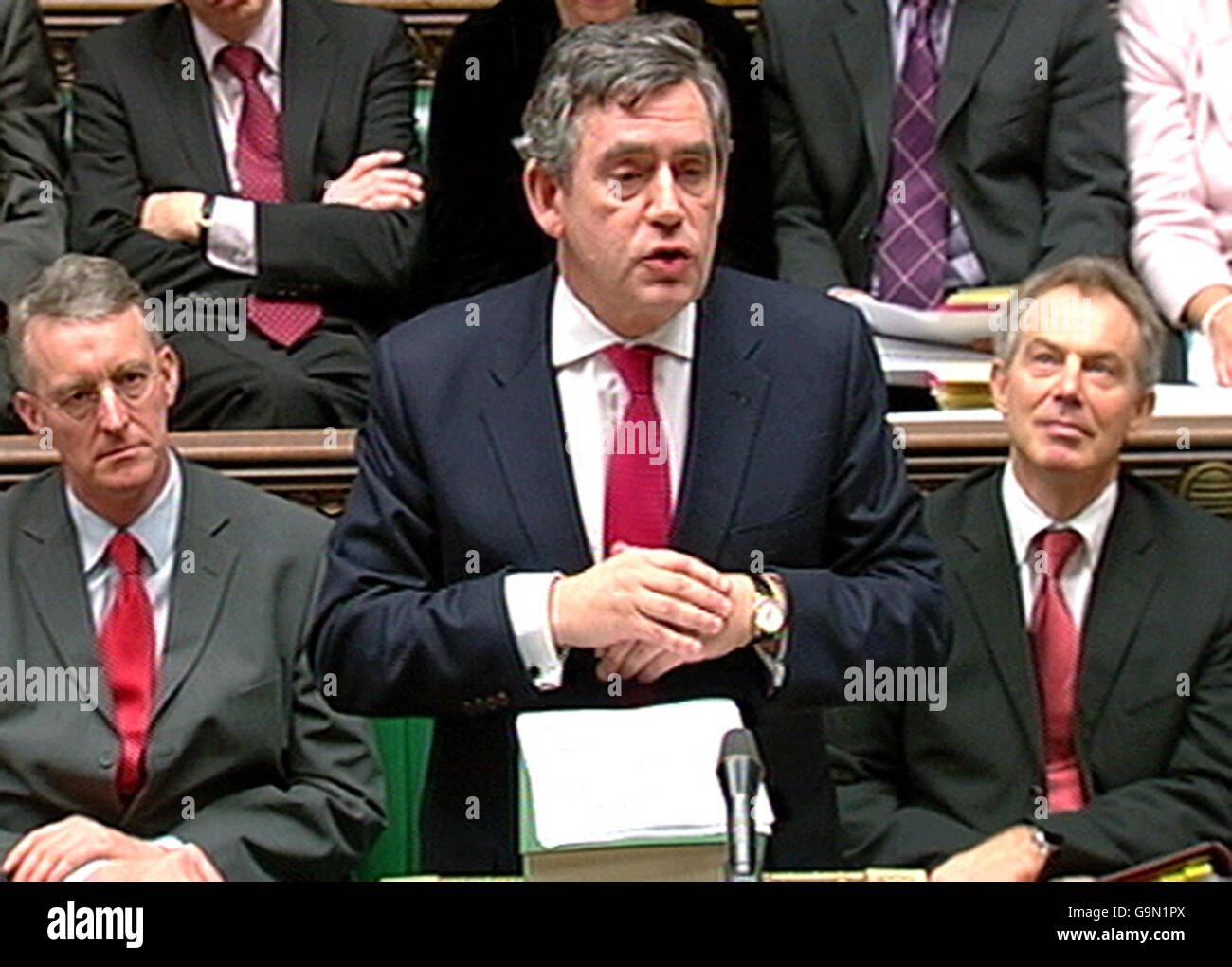 Il cancelliere Gordon Brown presenterà quella che quasi certamente sarà la sua relazione finale pre-bilancio in veste di Cancelliere della Camera dei Comuni. Foto Stock