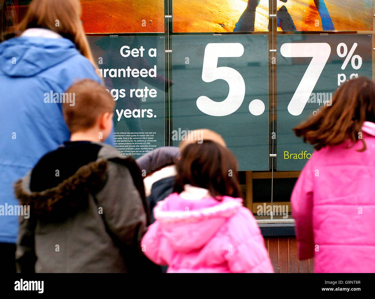 Poster delle tariffe di risparmio al centro di Nottingham. STAMPA ASSOCIAZIONE Foto, Lunedi 19 2007 febbraio.. Rui Vieira/PA Foto Stock