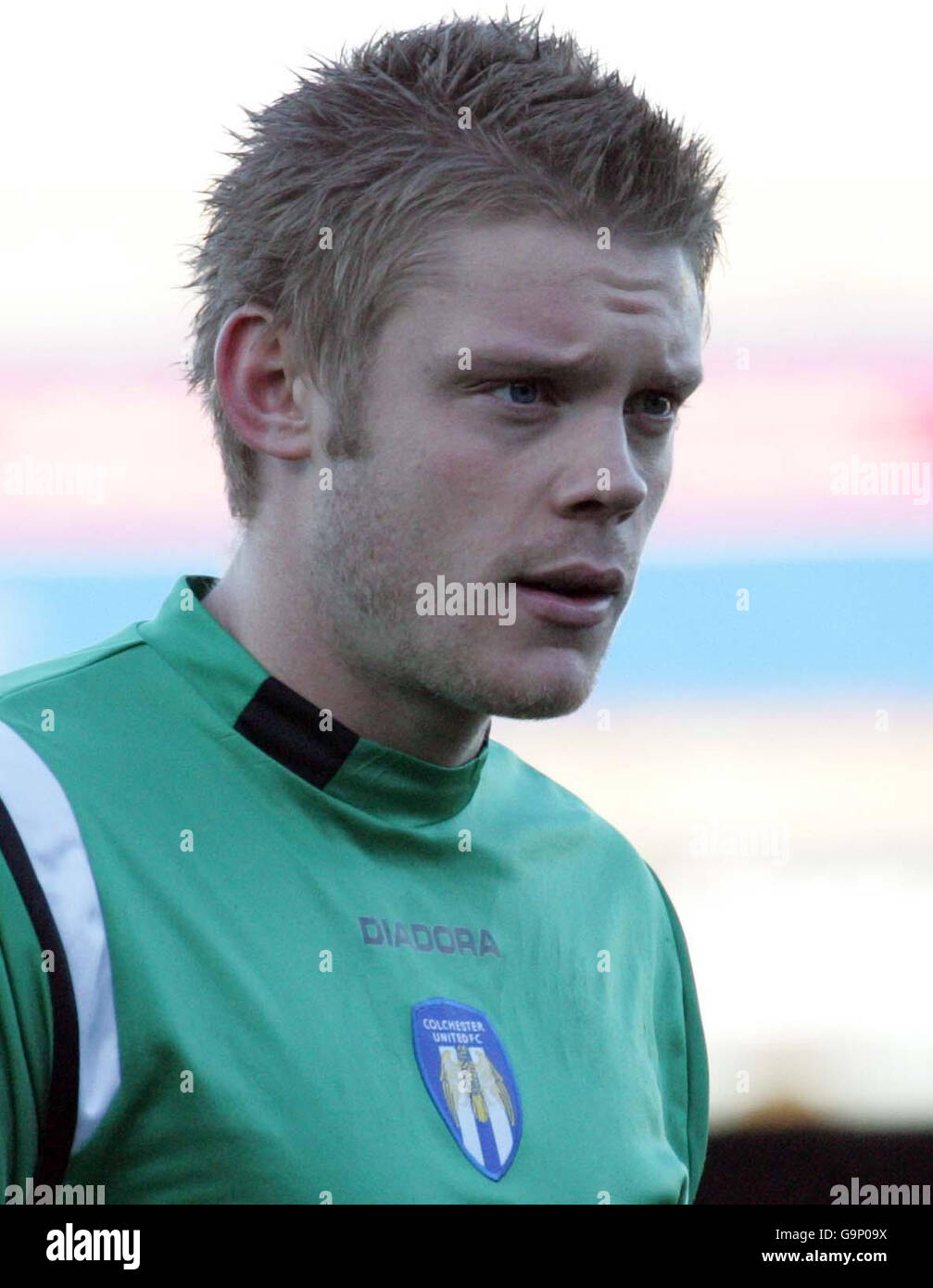 Calcio - Coca-Cola Football League Championship - Colchester United / Birmingham City - Layer Road. Dean Gerken di Colchester durante la partita del campionato Coca-Cola a Layer Road, Colchester. Foto Stock