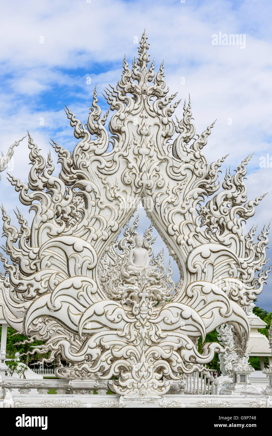 Wat Rong Khun tempio a Chiang Rai, Thailandia. Foto Stock