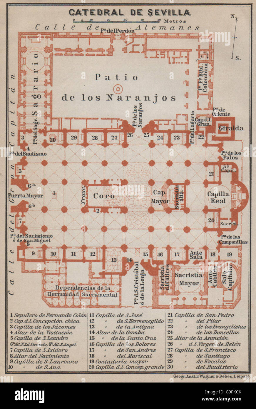 Cattedrale di Siviglia. CATEDRAL DE SEVILLA piano piano. Spagna España,  1913 Mappa Foto stock - Alamy