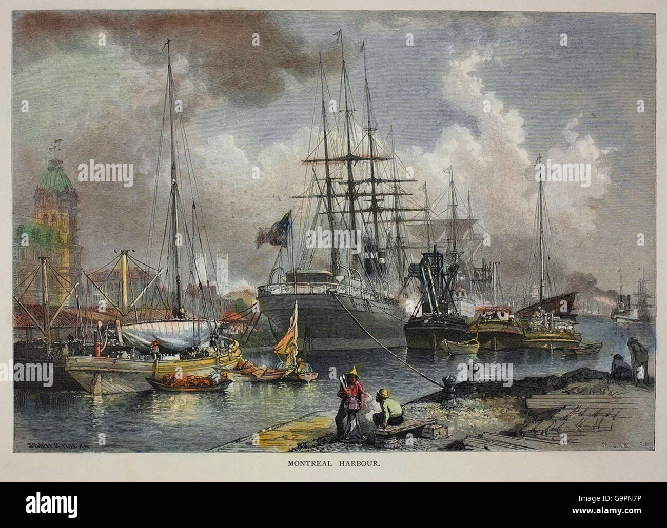 George Munro Grant - Il Vecchio Porto di Montréal etching Foto Stock