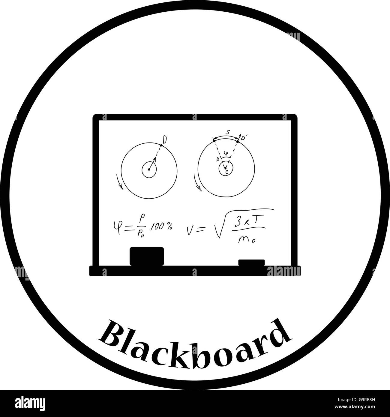 Icona della lavagna in aula. Cerchio sottile design. Illustrazione Vettoriale. Illustrazione Vettoriale
