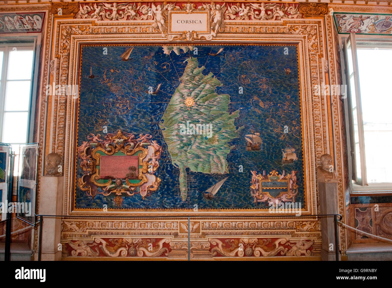 Pittura Ciling Corsica, Galleria delle carte geograaphiche, Sala delle mappe geograohic, Musei Vaticani, Città del Vaticano, Roma, Lazio, Lazio, Italia, Europa / Musei Vaticani Foto Stock