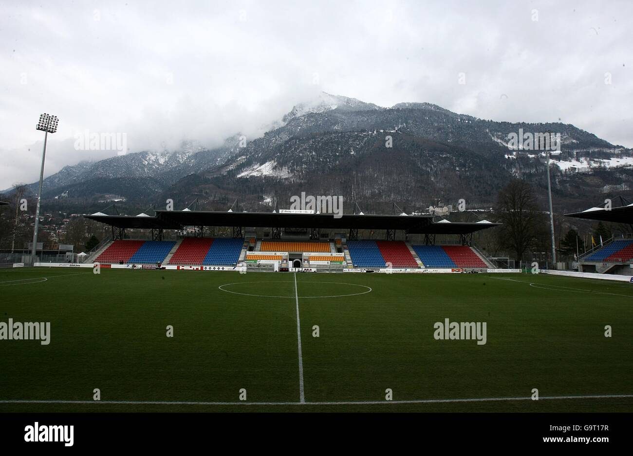 Rheinpark Stadium, sede della partita del Gruppo F tra Liechtenstein e Irlanda del Nord Foto Stock