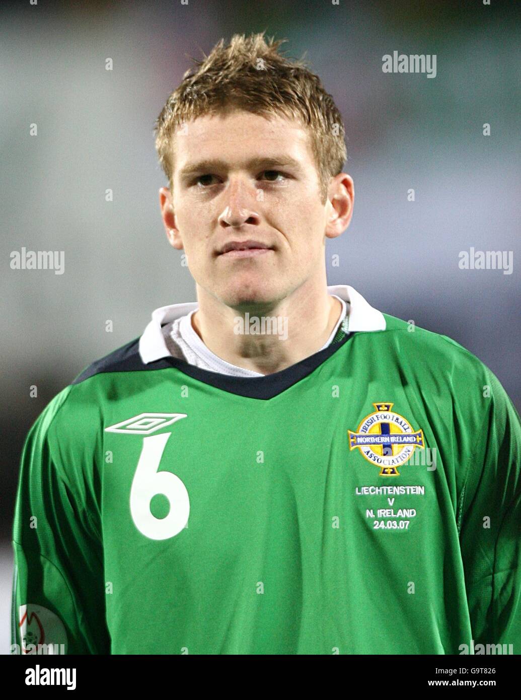 Calcio - Campionato europeo UEFA 2008 Qualifiche - Gruppo F - Liechtenstein v Irlanda del Nord - Rheinpark. Steven Davis, Irlanda del Nord Foto Stock