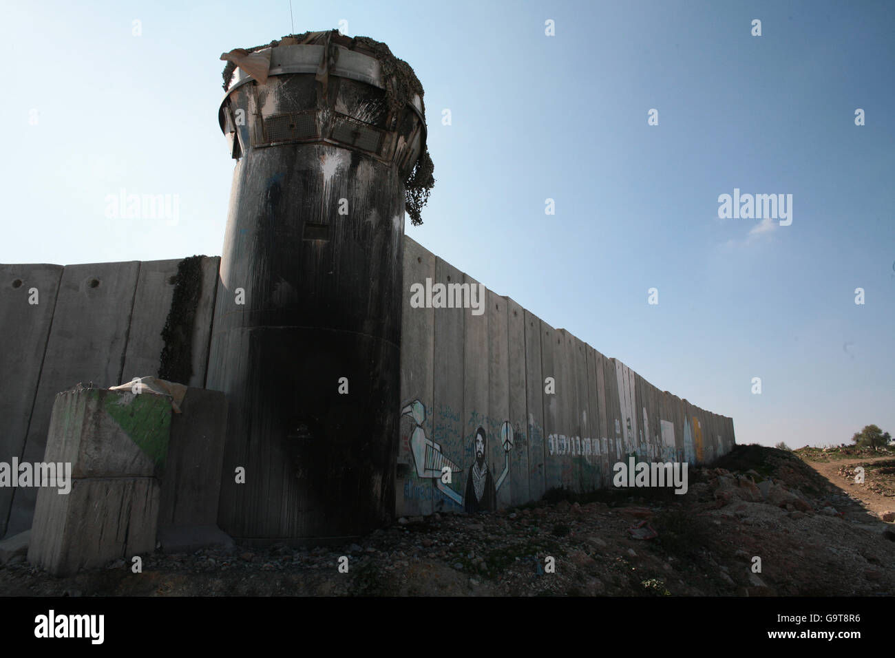 Foto di viaggio del Medio Oriente. La barriera israeliana della Cisgiordania a Ramallah. Foto Stock
