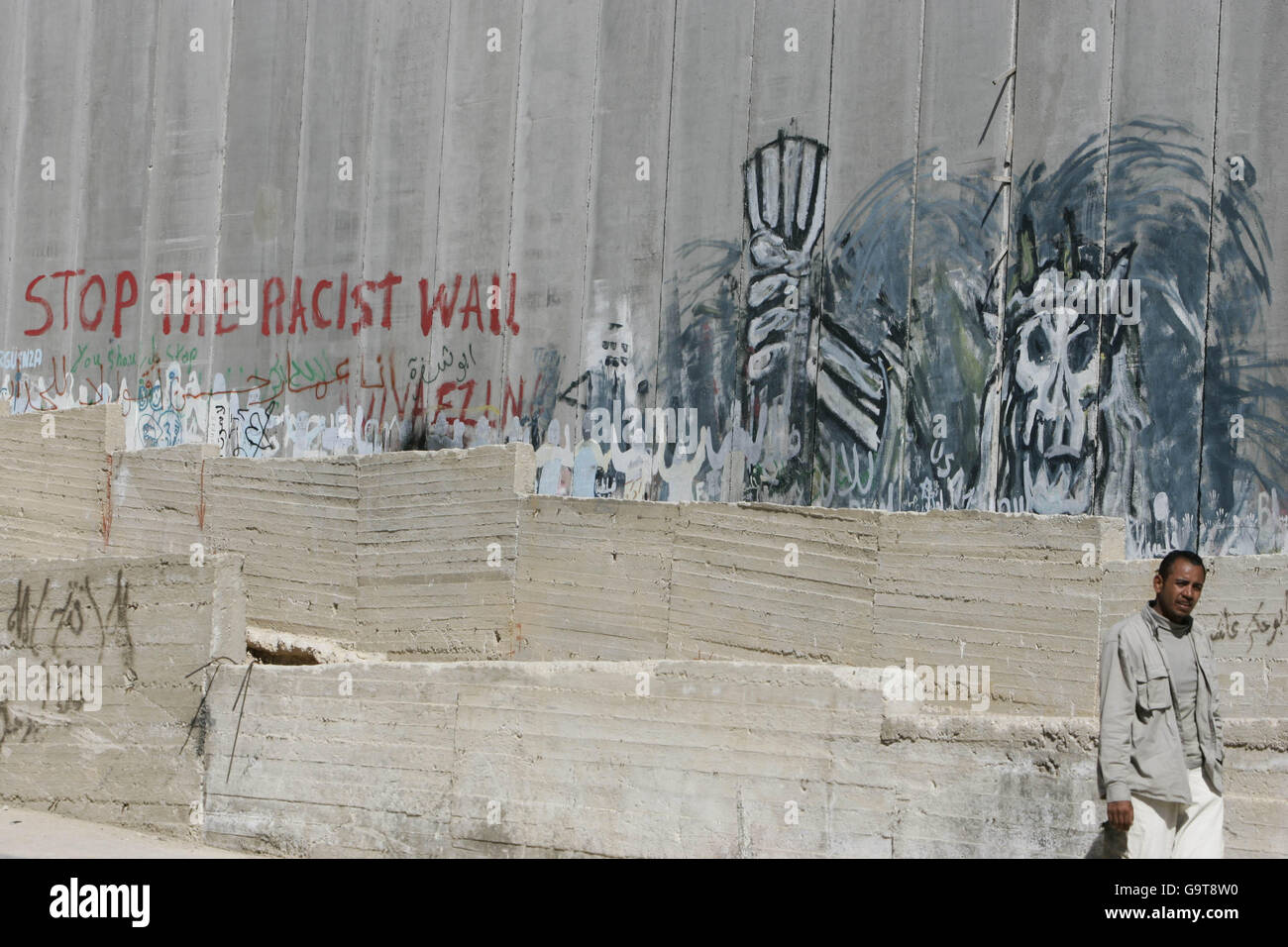 Foto di viaggio del Medio Oriente. La barriera della Cisgiordania israeliana vicino a Betlemme. Foto Stock