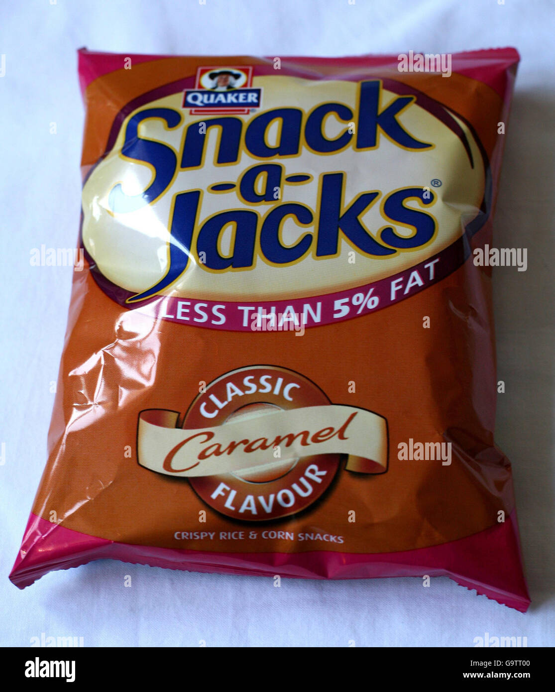 Confezione di snack-a-Jacks a basso contenuto di grassi che sono stati trovati per avere 28 g di zucchero per 100 g in una nuova indagine sul contenuto di zucchero negli alimenti. Foto Stock