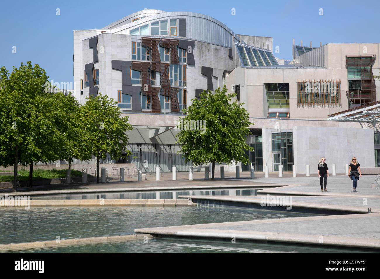 Il Parlamento scozzese a Holyrood; Edimburgo, Scozia Foto Stock