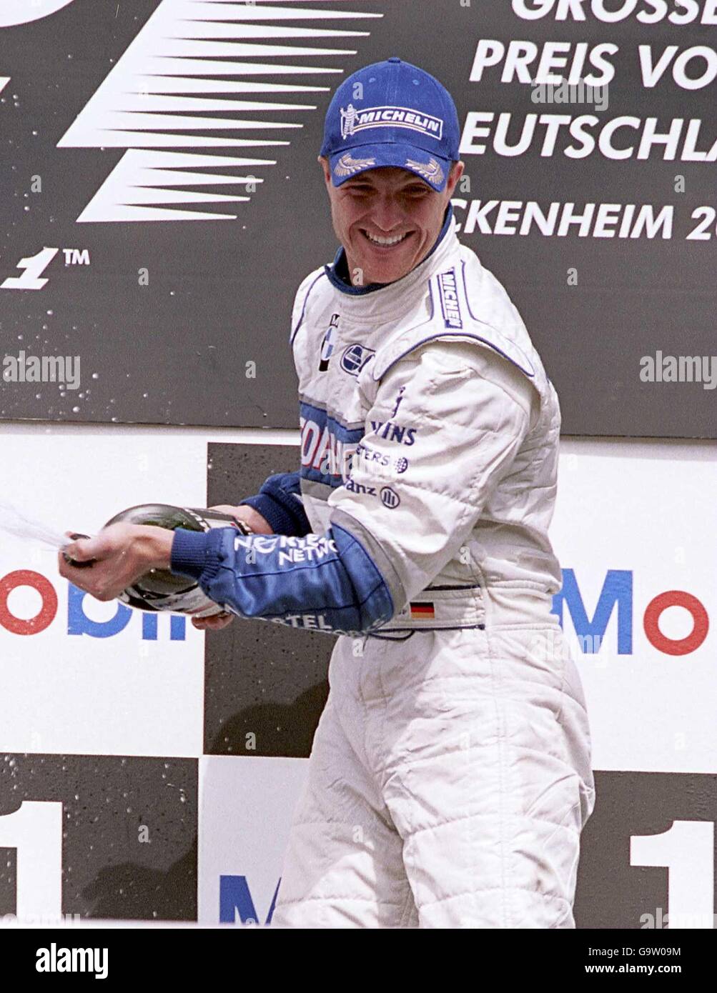 Ralf Schumacher celebra la vittoria del Gran Premio di Germania Foto Stock