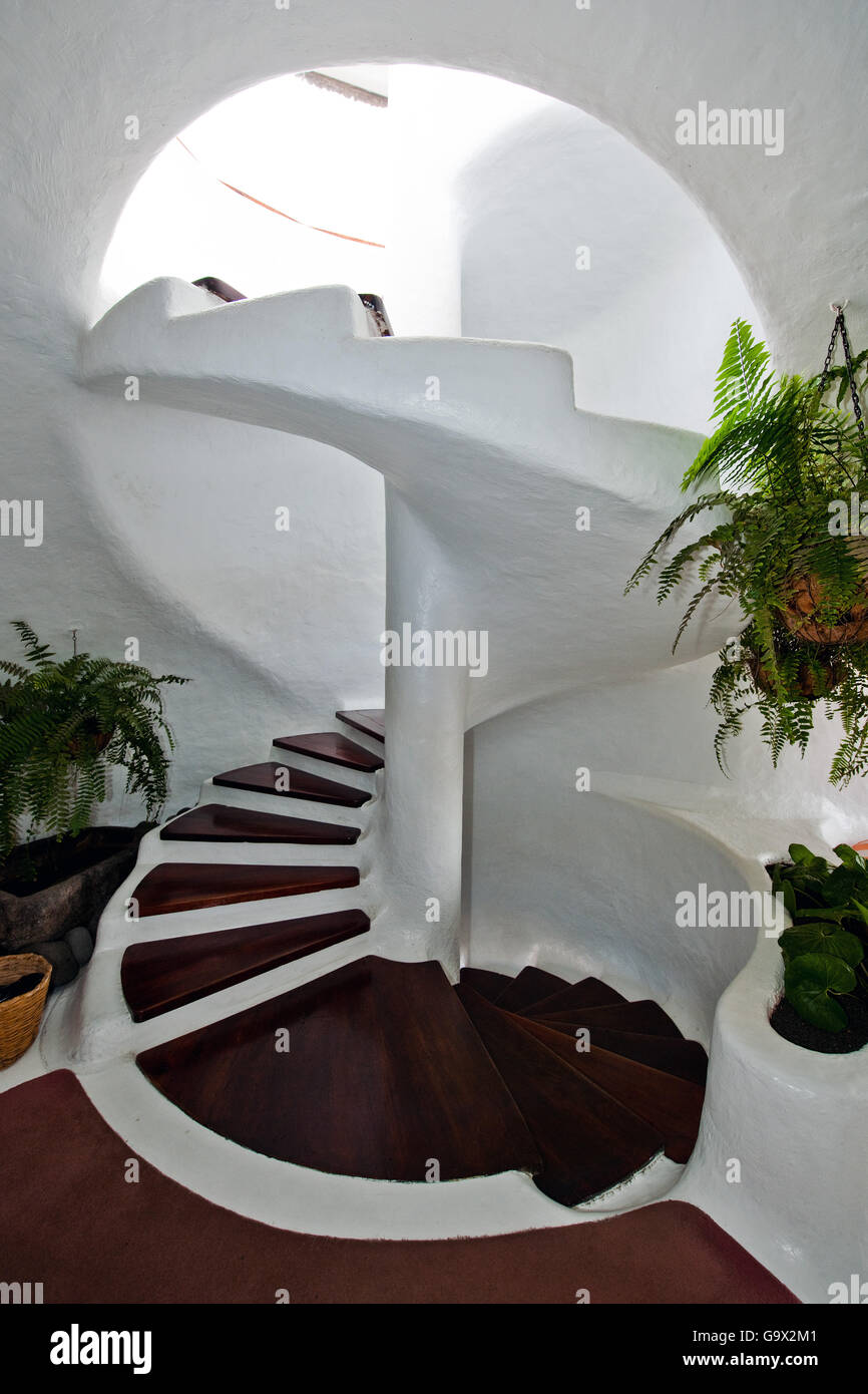 Mirador del Rio, scale, Risco de Famara, Haria, Lanzarote, Isole canarie, Spagna, Europa / Haria Foto Stock