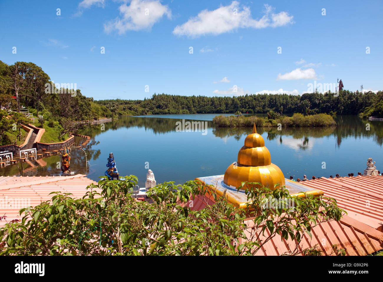 Santo Lago indù Ganga Talao, Grand Bassin, Mauritius, Africa, Oceano Indiano / Ganga Talao Foto Stock