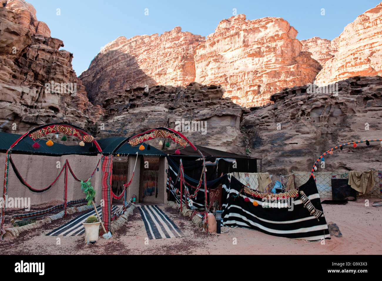 Tenda a tourist desert camp, Wadi Rum, Giordania Foto Stock