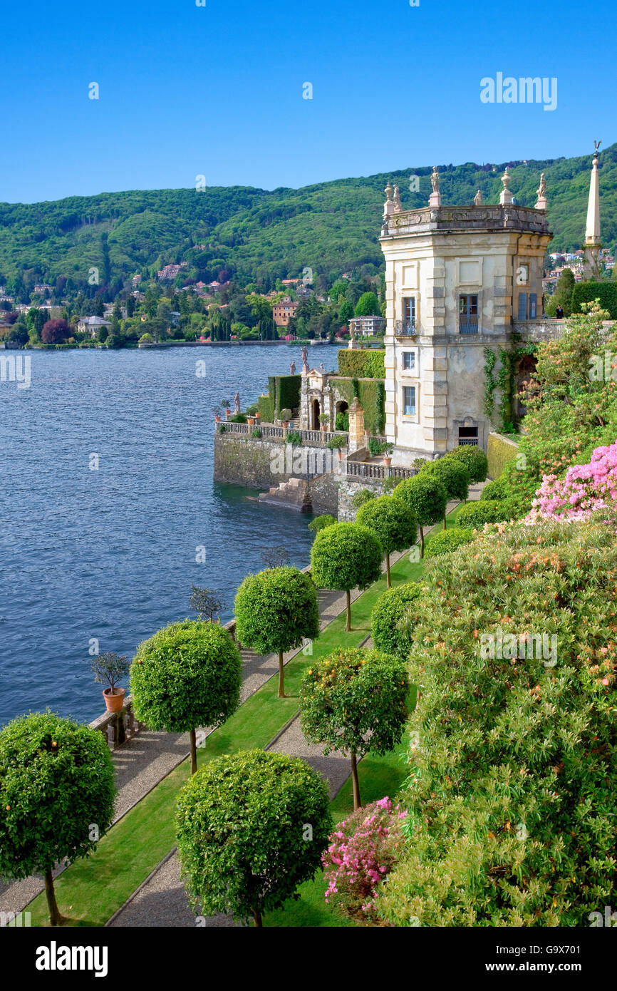 Giardini di Carlo Borromeo palace, Isola Bella, nel Lago Maggiore Foto Stock