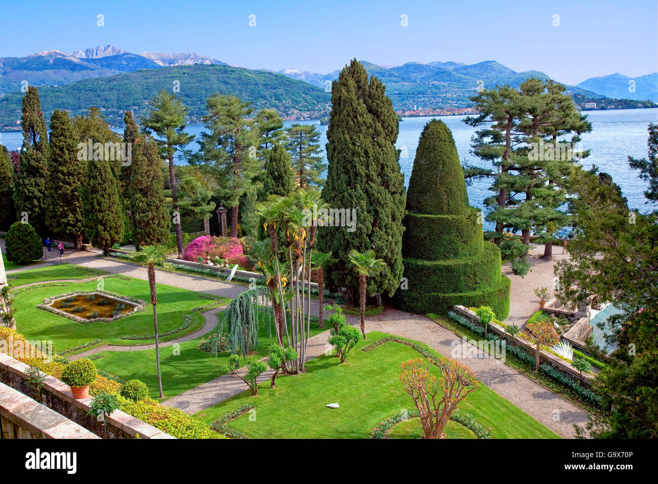 Giardini di Carlo Borromeo palace, Isola Bella, nel Lago Maggiore Foto Stock