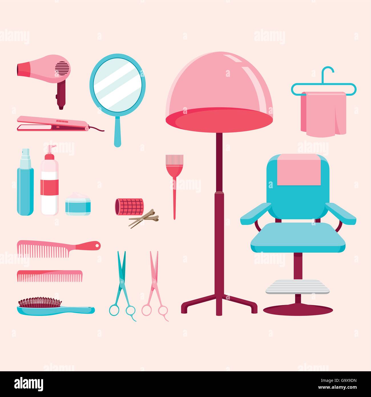 Parrucchiere attrezzature Set, Parrucchiere, bellezza, capelli shop,  accessori, oggetti, icone Immagine e Vettoriale - Alamy