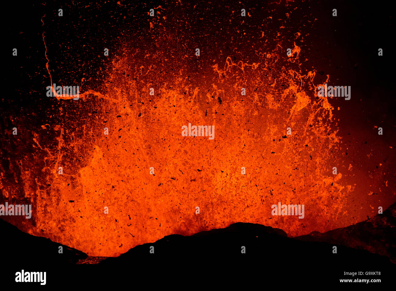 Eruzione di lava dal vulcano di Fogo, isola di Fogo, Capo Verde, 29 novembre 2014. Foto Stock