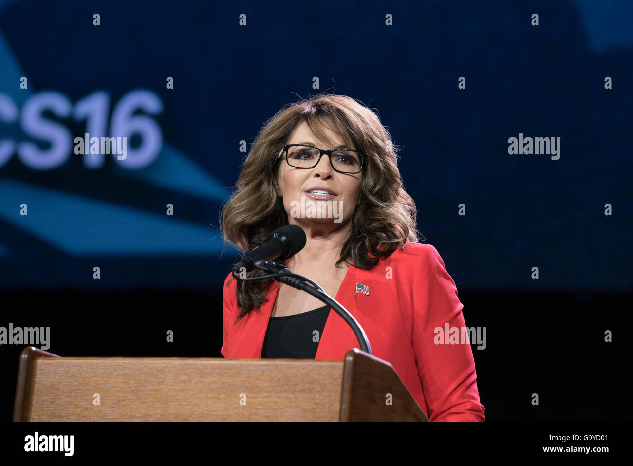 Sarah Palin e Donald Trump parlare al Western conservatore del vertice di Denver, Colorado. Foto Stock