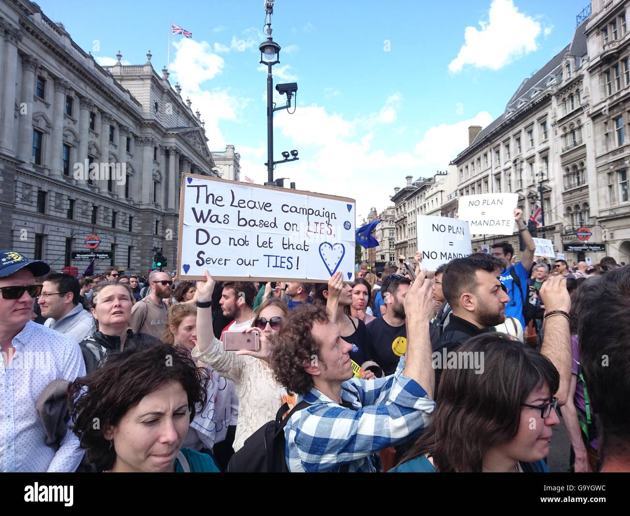 Protester in marzo per l'Europa, Londra, Luglio 2016 Foto Stock