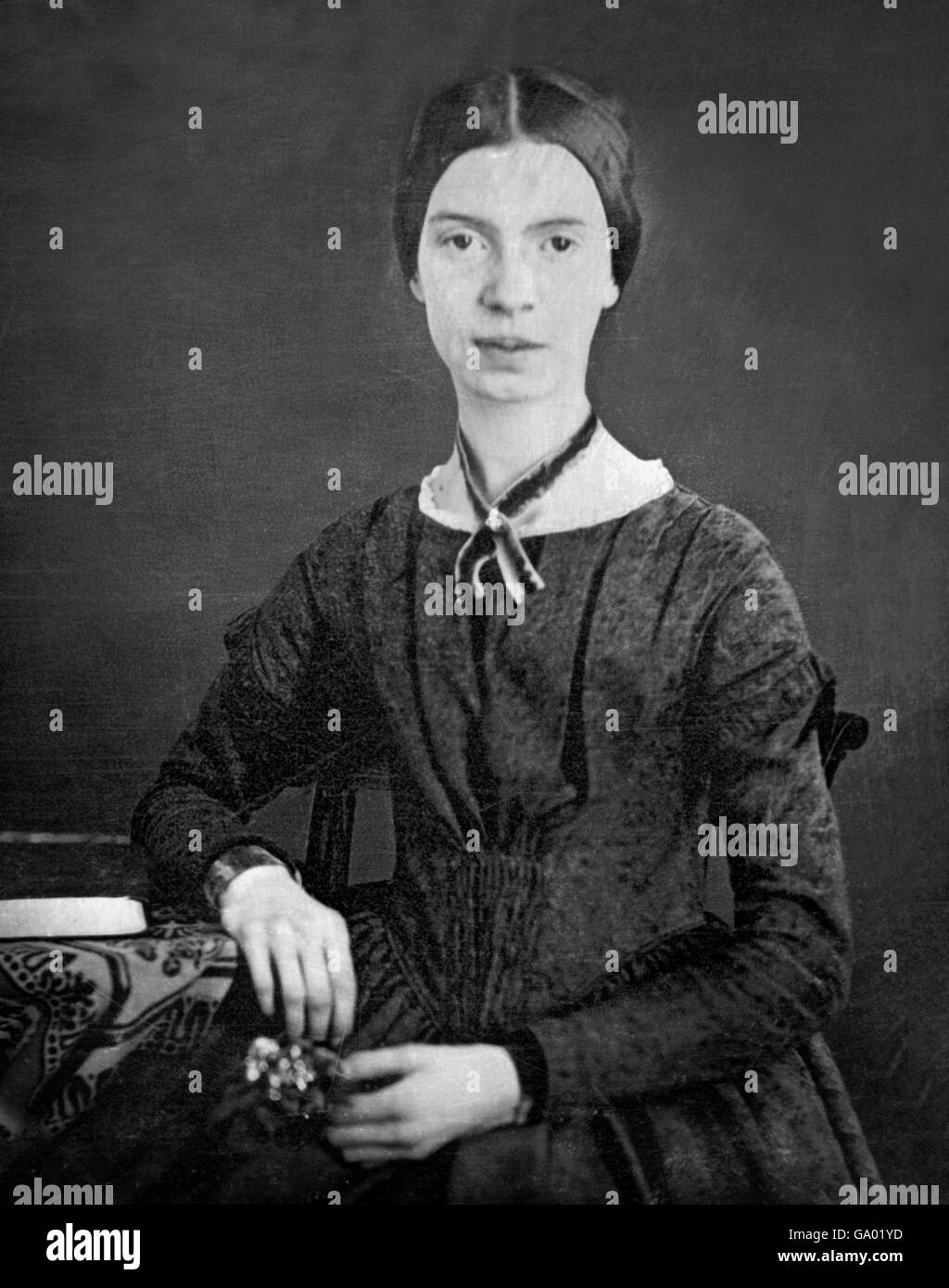 Emily Dickinson. Ritratto del poeta americano, Emily Elizabeth Dickinson (1830-1886), da un daguerrotype, 1846-7 Foto Stock