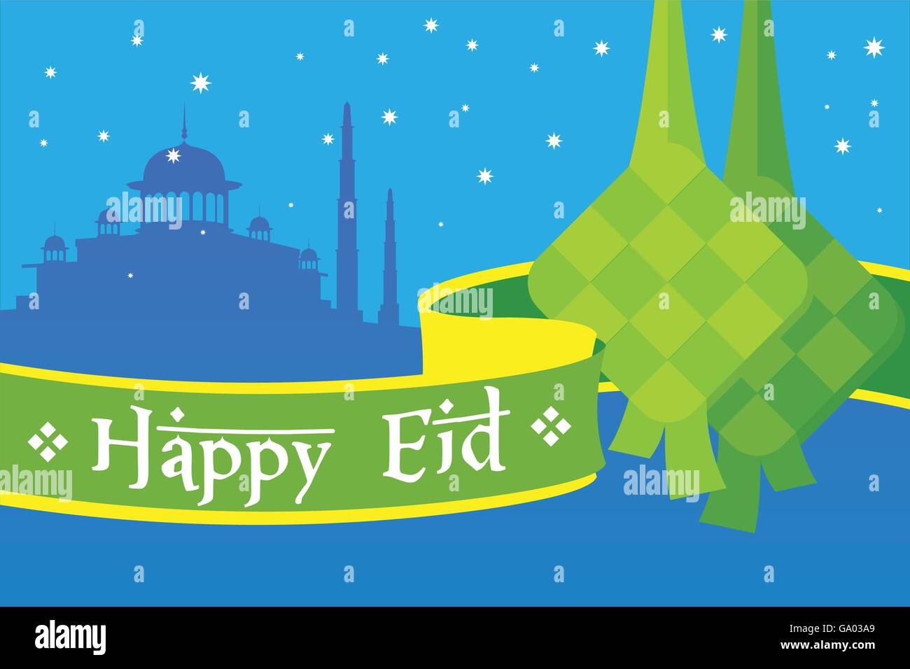 Felice eid mubarak saluti islamica illustrazione vettoriale Illustrazione Vettoriale