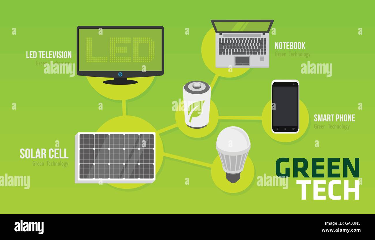Green tech ambiente eco friendly tecnologia illustrazione vettoriale Illustrazione Vettoriale