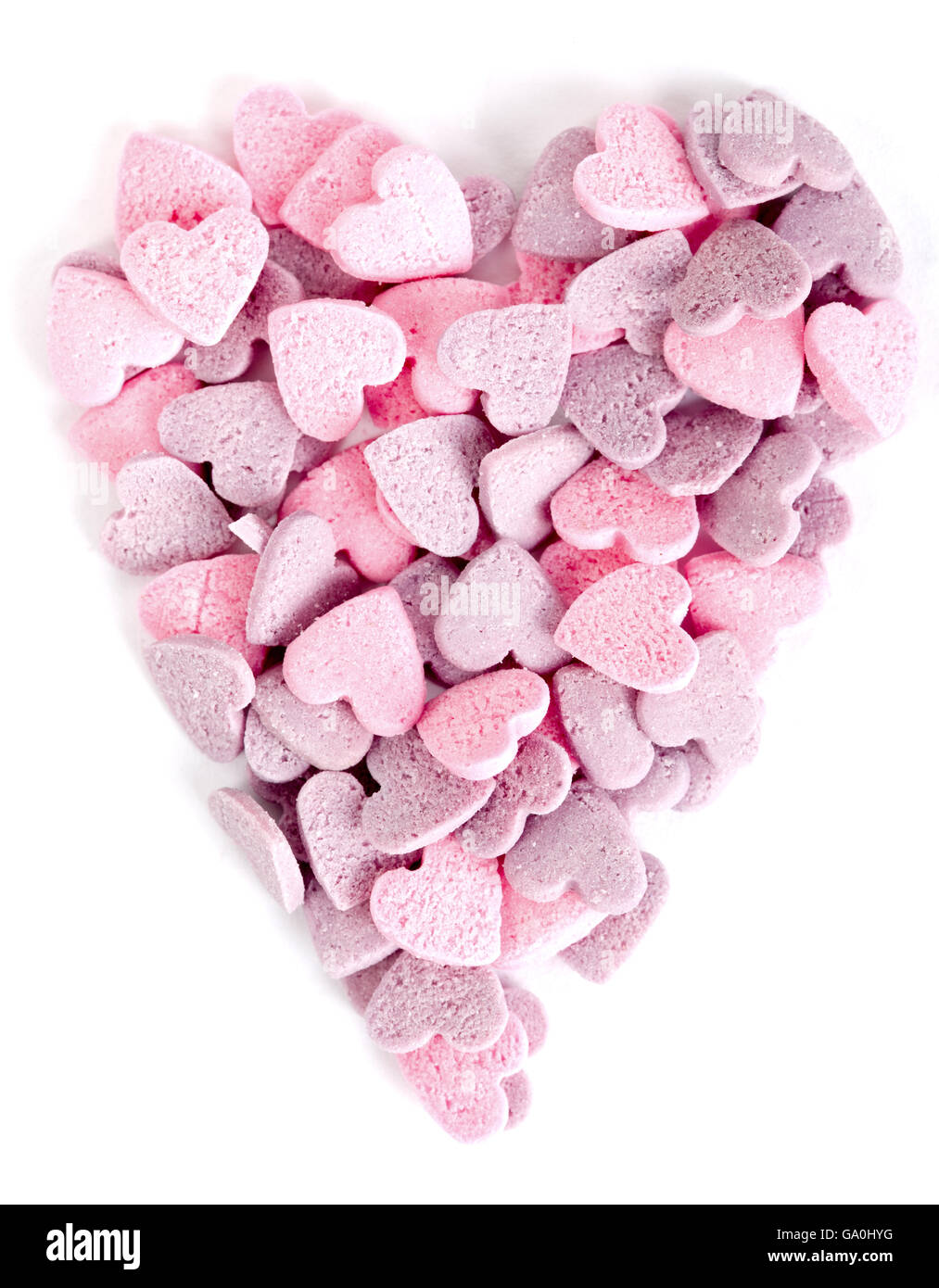Viola e rosa candy cuori a forma di cuore Foto Stock