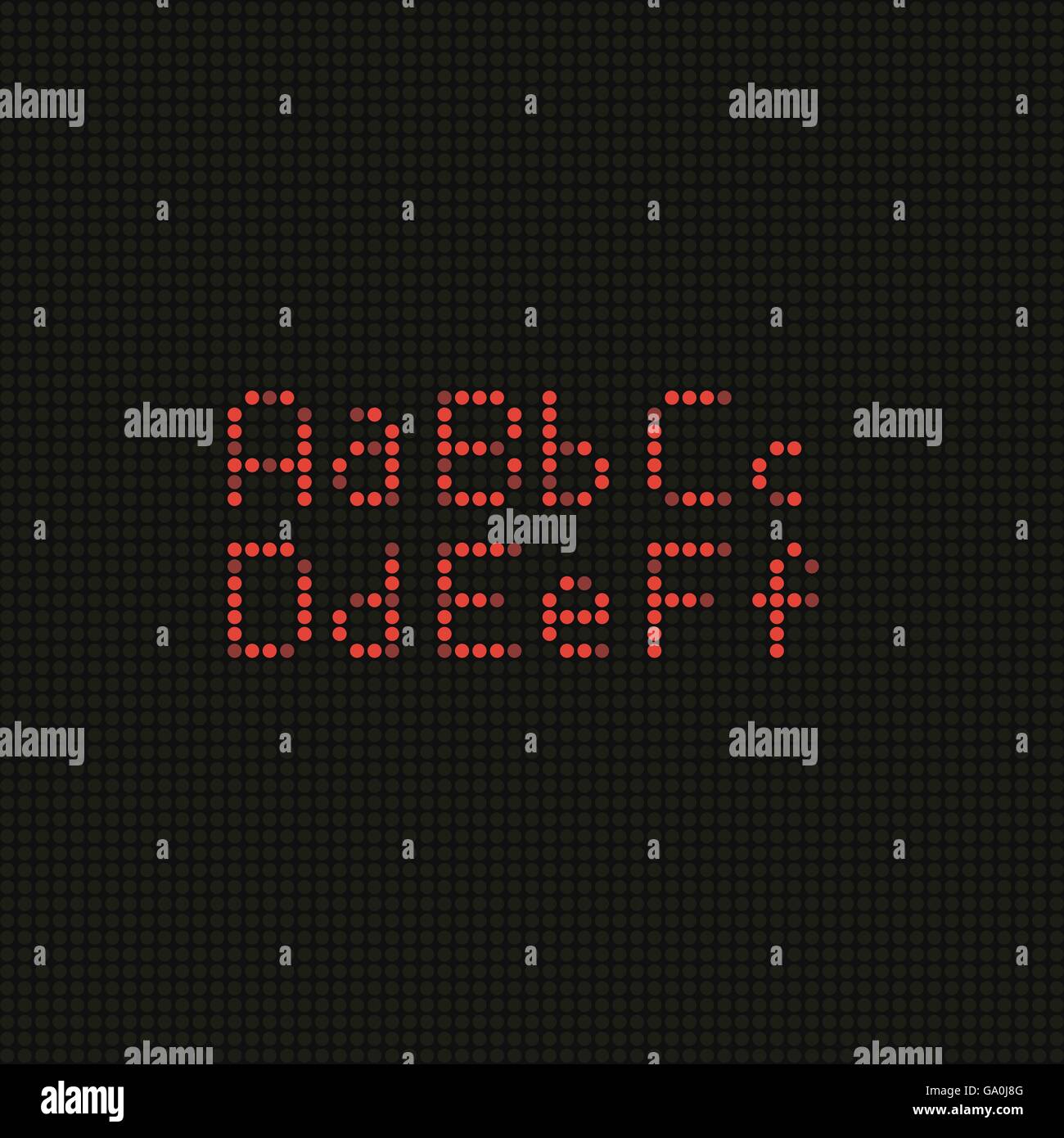 Impostare dell'alfabeto lettera su schermo a LED Illustrazione Vettoriale