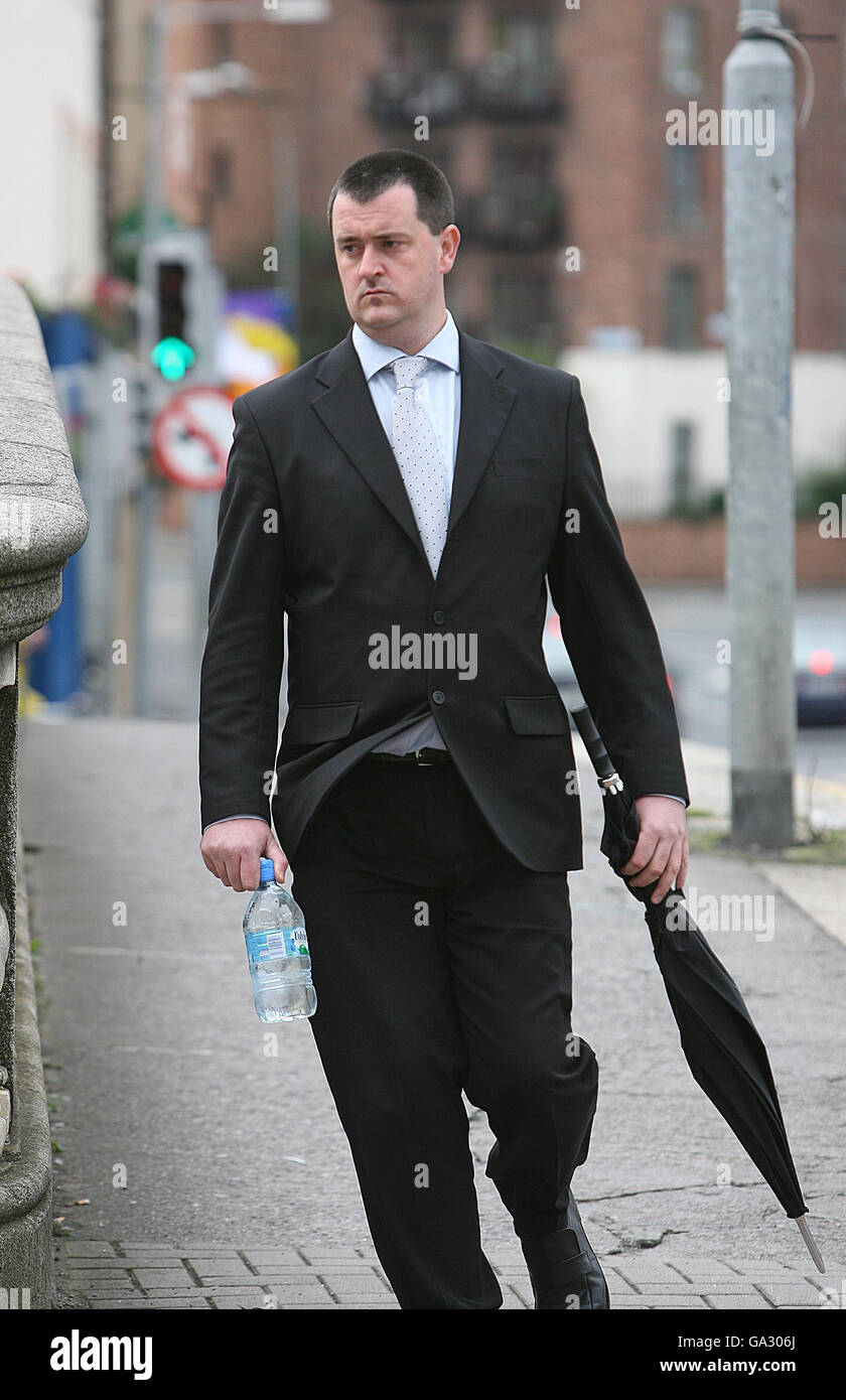 Procedimento giudiziario Joe o Reilly. Il sospetto dell'omicidio Joe o'Reilly arriva al Tribunale penale centrale di Dublino. Foto Stock