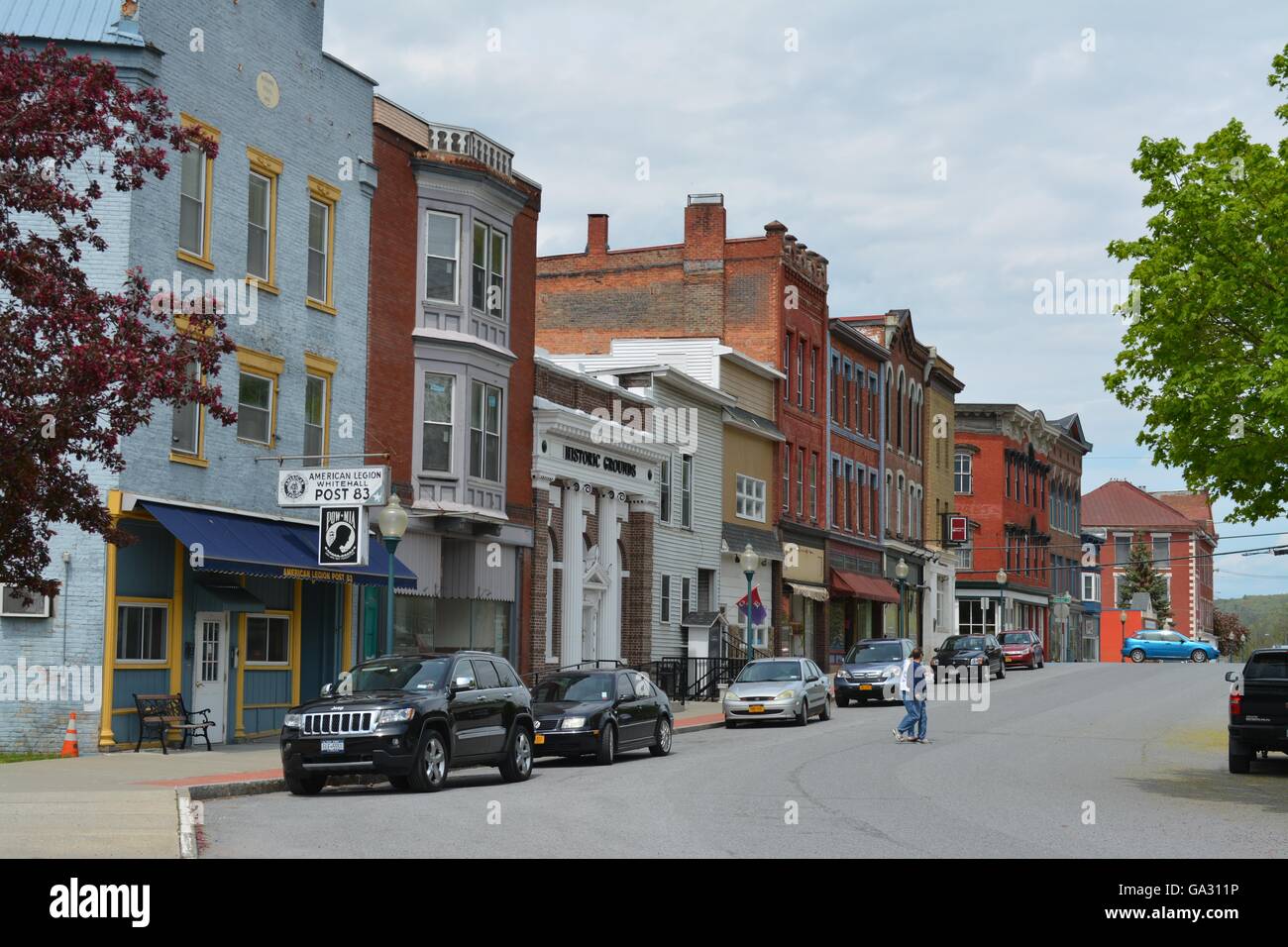 Whitehall, luogo di nascita degli Stati Uniti Navy e Skene Manor in Upstate New York lungo il Champlain Canal. Foto Stock