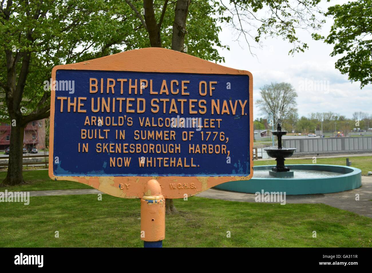 Whitehall, luogo di nascita degli Stati Uniti Navy e Skene Manor in Upstate New York lungo il Champlain Canal. Foto Stock