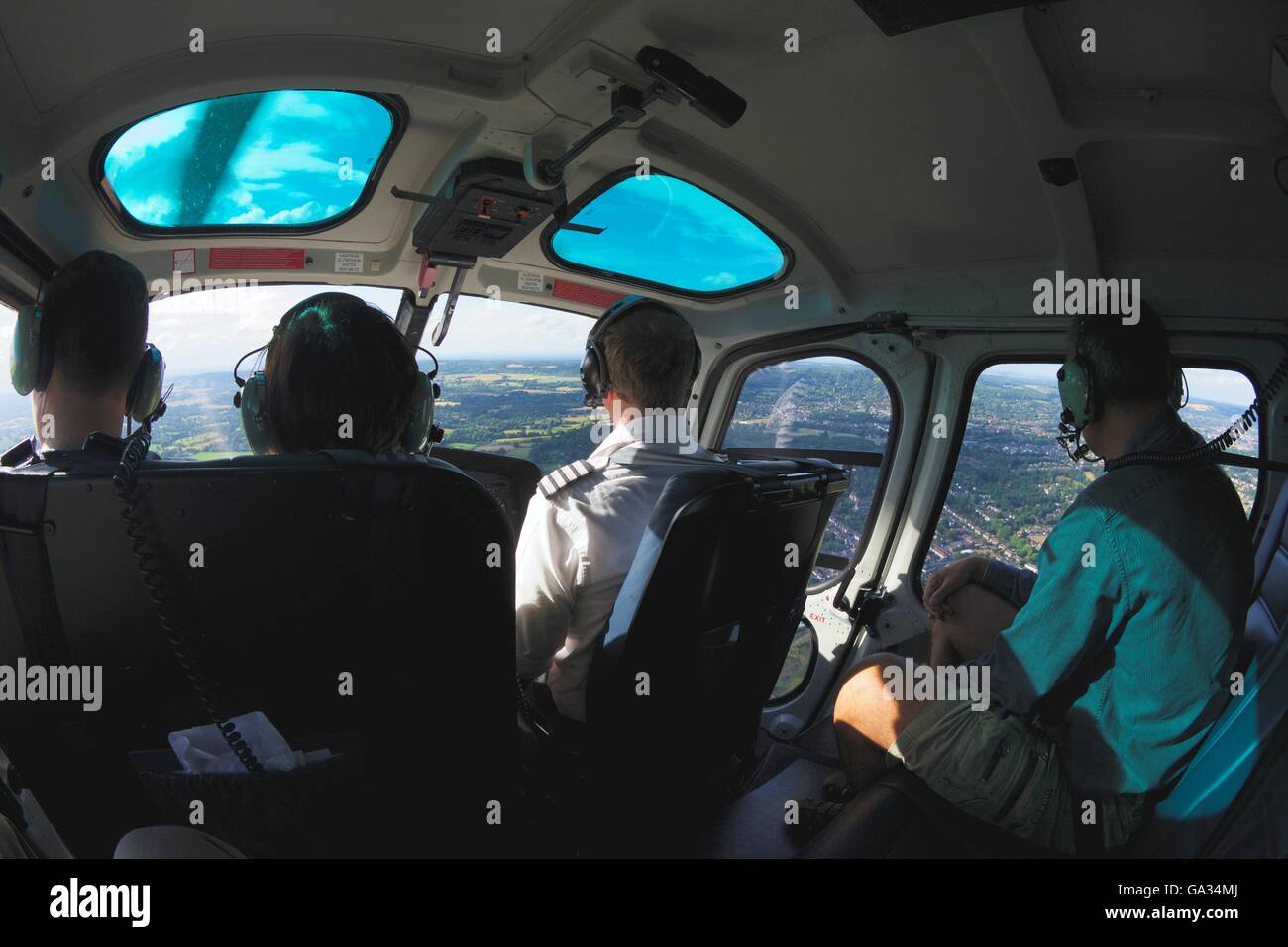 Volo panoramico in elicottero su Londra, Inghilterra, Regno Unito, GB Foto Stock
