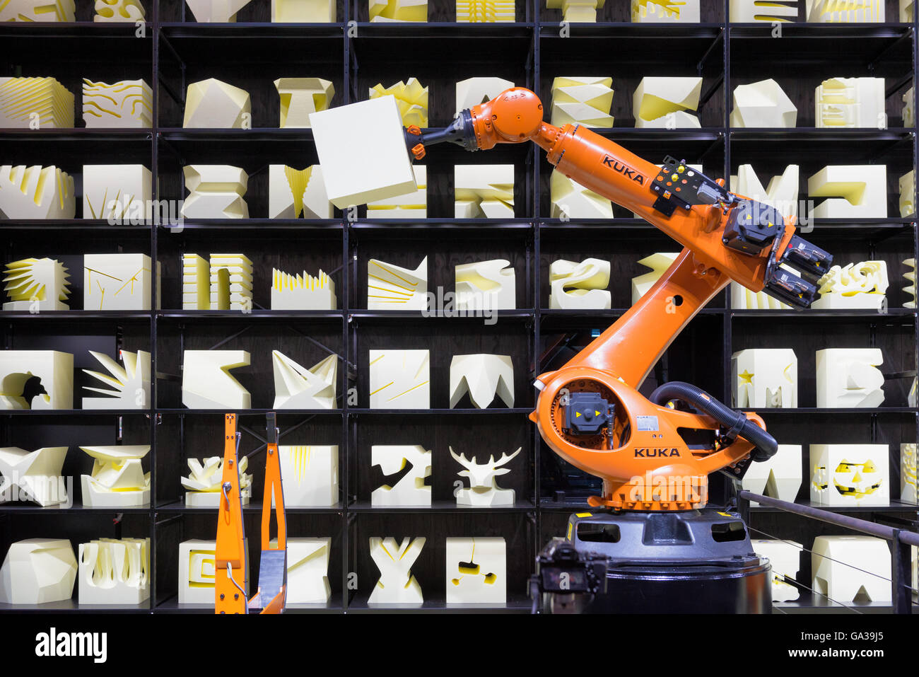 Il braccio di robot al Cebit Foto Stock