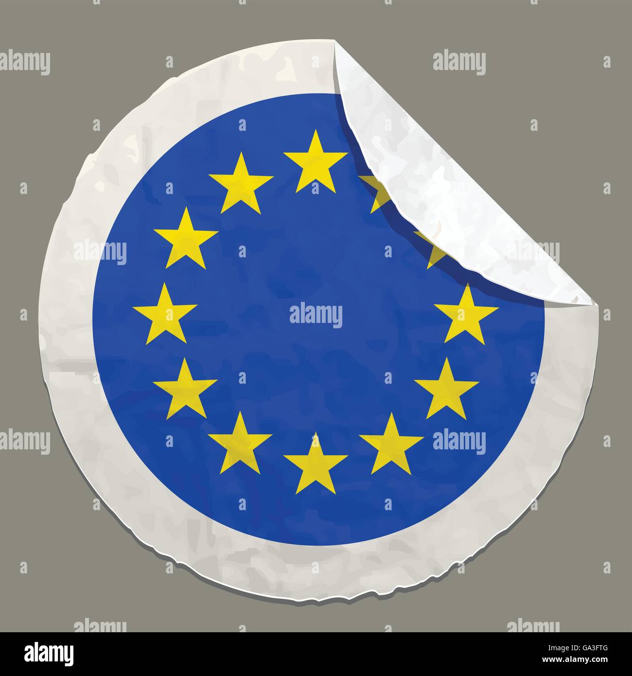 Bandiera europea su una etichetta di carta Illustrazione Vettoriale