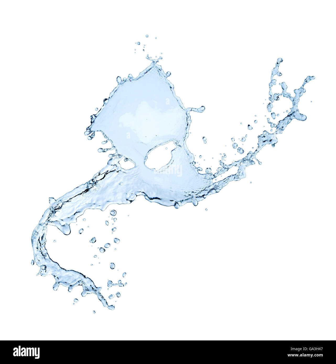Acqua Splash isolati su sfondo bianco Foto Stock