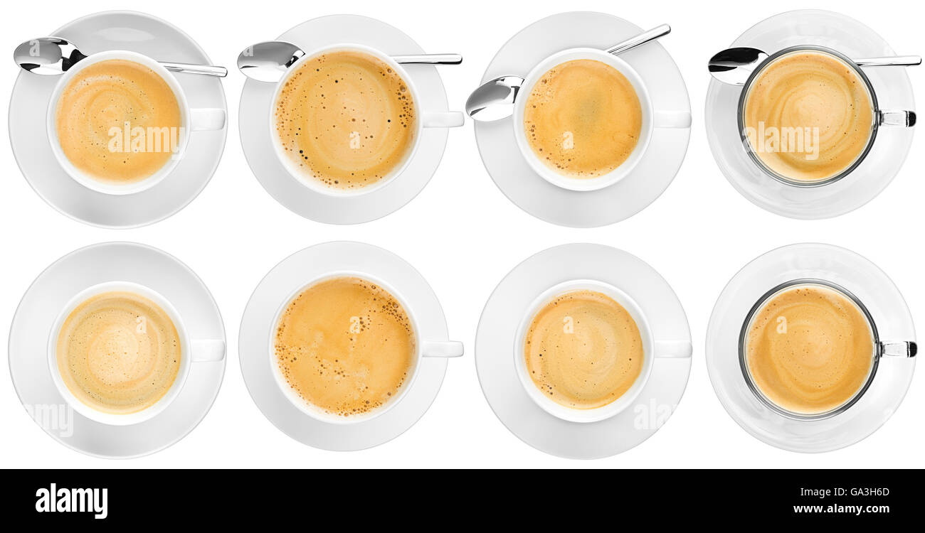 Coffee cup Collection isolati su sfondo bianco Foto Stock