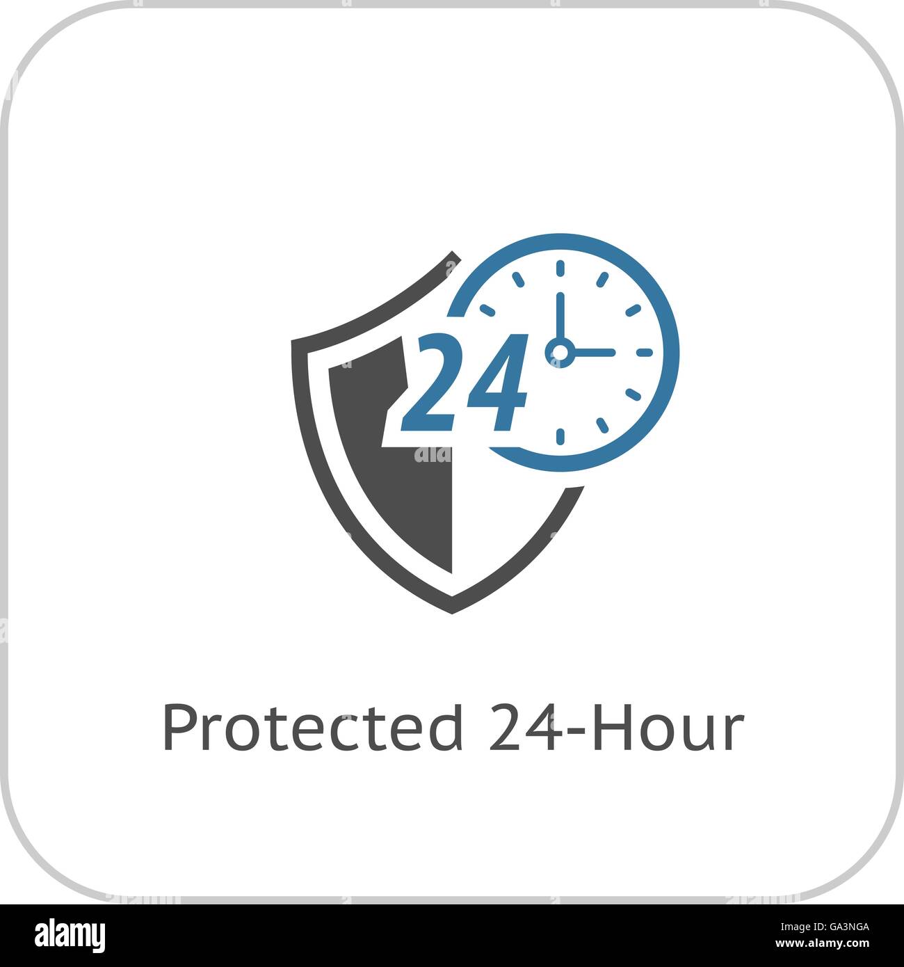 Proteggere 24-Icona ore. Design piatto. Illustrazione Vettoriale