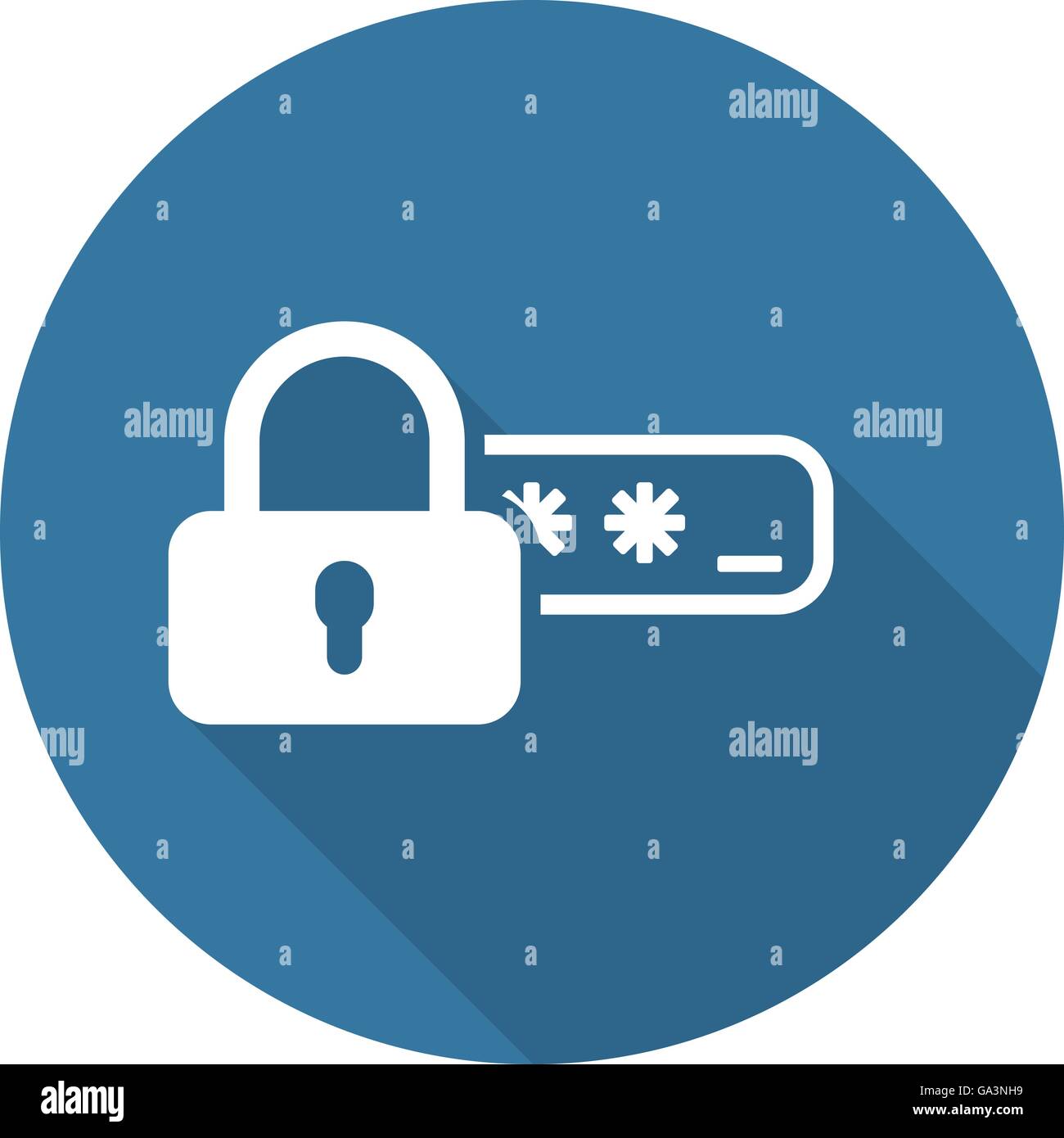 Accesso di sicurezza e protezione tramite password e la relativa icona. Illustrazione Vettoriale