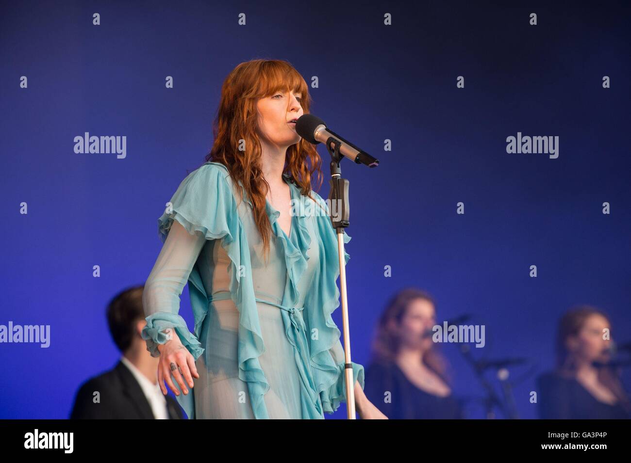 Florence Welch di Firenze + la macchina eseguendo presso il British Summer Time festival a Hyde Park di Londra. Foto Stock