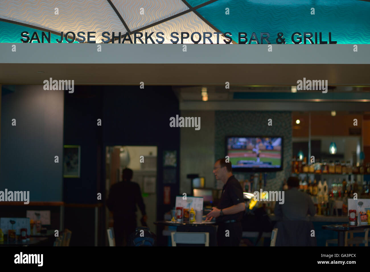 San Jose Sharks Sports Bar & Grill, Mineta San Jose Aeroporto CA Foto Stock