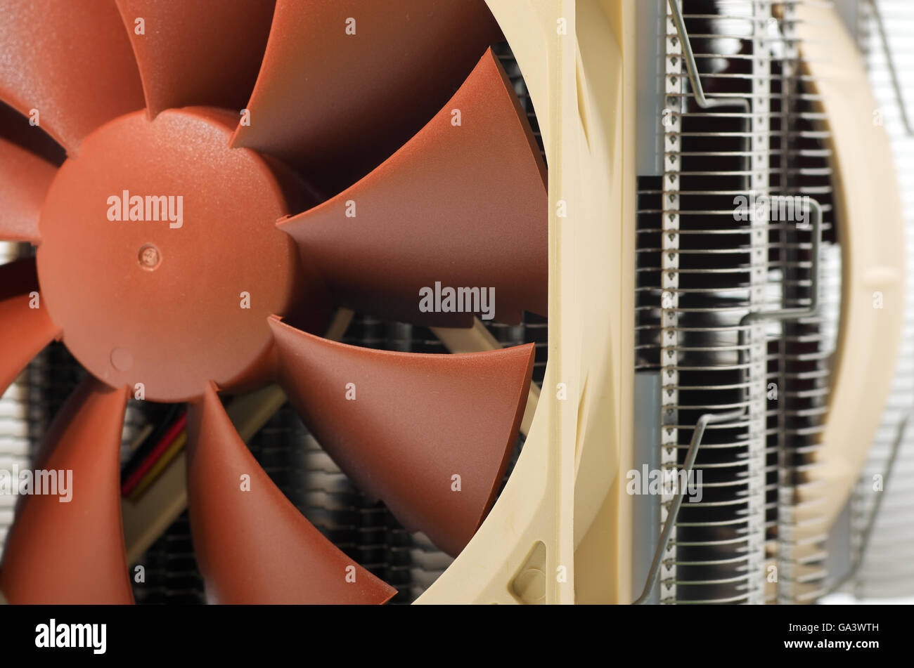 Scambiatore di calore della ventola del computer apparecchiature. Tecnologia design. Foto Stock