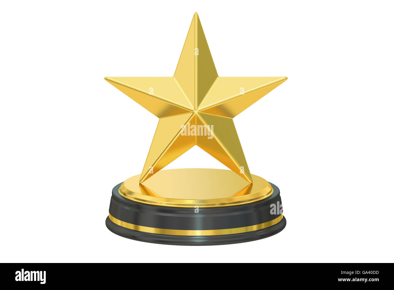 Golden star award, 3D rendering isolati su sfondo bianco Foto Stock