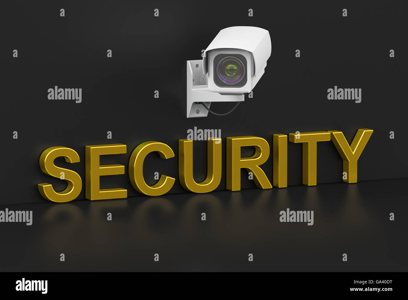 Sicurezza telecamera di sorveglianza, il concetto di sicurezza. 3D rendering isolati su sfondo nero Foto Stock