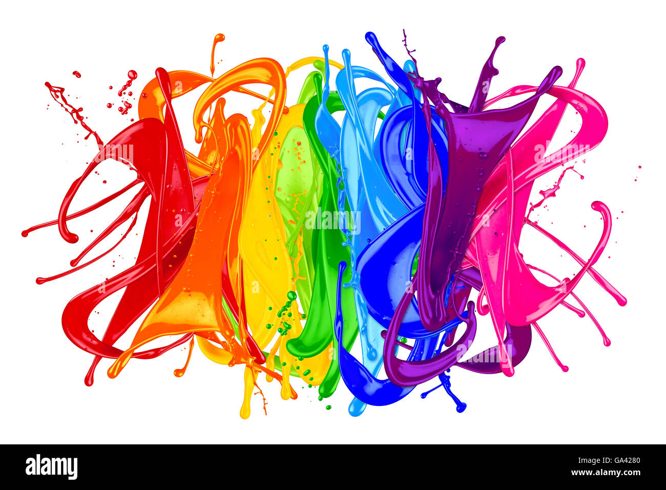 Di colore in astratto splash isolati su sfondo bianco Foto Stock