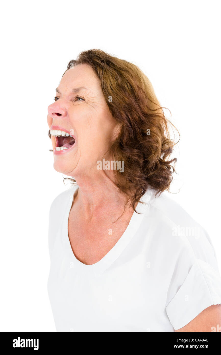 Arrabbiato donna matura urlando Foto Stock